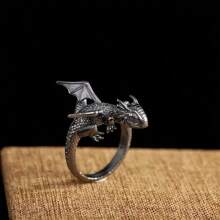 Adjustable Dragon Ring - Dark Color, Birthday Gift, Cute, Fashionable , Accessory For Dragon Lovers, Mysterious & Cool