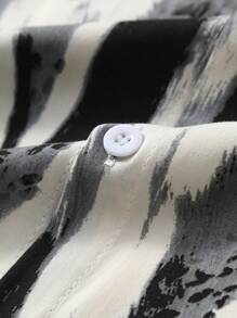 Men's Tie-Dye Print Single-Breasted Casual Short Sleeve Shirt