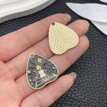 3/6pcs Black Alloy Enamel Charms Vintage Tarot Sun Star Moon Gothic Tarot Heart Shaped Charms For DIY Jewelry Crafts Making