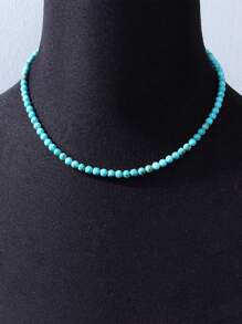 1 件优雅天然石串珠项链，适合女性日常、派对、度假穿着 - 天然石颜色、尺寸和形状略有变化属于正常现象