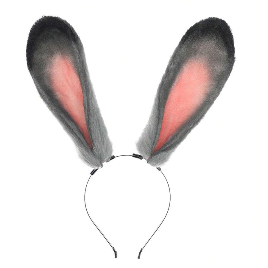 Bunny Ears Headband Realistic Plush Rabbit Headband Hair Hoop Party Costume Hair Accessory