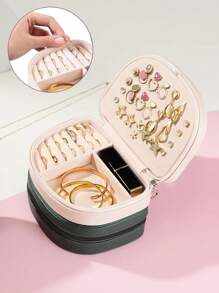 1pc Travel Jewelry Box, Small Jewelry Box, Jewelry Storage & Organizer Box, Portable Mini Jewelry Travel Case, Multilayer Design To Maximize Space, Compact & Space-Saving, Suitable For Women's Earrings, Necklaces, Rings, Bracelets And Other Small Valuables, Essential For Travel, Home Storage, Best Gift For Birthday, Valentine's Day, Mother's Day, Christmas, Thanksgiving, Wedding - Multicolor - View 5