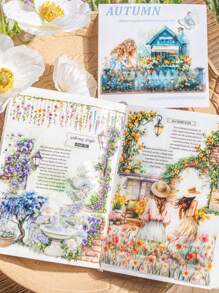 3 卷花卉和人物主题装饰和纸胶带套装，“花园时刻”系列，适用于剪贴簿 - 彩色 - 查看 7