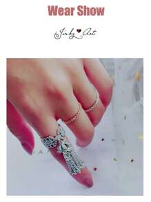 1 chiếc nhẫn đính hôn Cubic Zirconia tua rua dài tuyệt đẹp dành cho phụ nữ Nhẫn cưới có thể mở được của Nữ hoàng dành cho tiệc kỷ niệm Quà tặng trang sức - Bạc - Xem 2