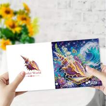 1pc Diamond Painting DIY Natural Landscape Themed Diamond Painting Card Kit - Partially Drilled DIY Diamond Painting, Suitable For Writing Letters, Love Letters, And Blessings