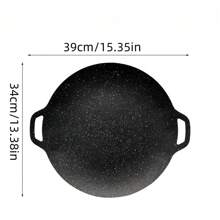 360° 均匀加热，易清洁设计，露营、野餐和家庭烧烤的最佳选择，适用于电磁炉和燃气灶，厚不粘涂层，热量分布均匀，适合家庭和户外烧烤，韩式烧烤盘 - 健康烧烤的理想选择 - 黑色 - 查看 16