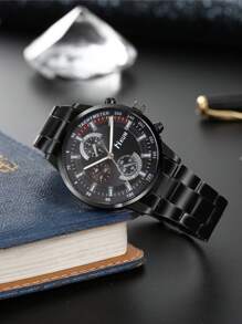 3 pièces/set Montre classique casual discrète à la mode, perles, portefeuille - cadeau parfait pour le père, le mari, le petit ami pour exprimer l'amour et les soins, chérir des moments merveilleux