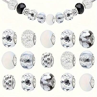 50pcs White Large Hole Spacer Beads, European & American Craft Beads For DIY Jewelry Making, Necklace, Bracelet, Jewelry Accessories, DIY Handicrafts, Keychains, Phone Straps