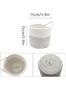 1 件编织绳花盆篮，用于室内储存，花卉和植物篮，现代家居装饰储物篮 - 黑與白 - 查看 8
