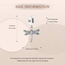 PARCOM 1pc Fashionable Silver Pendant Chain With DIY Pave Dragonfly Pendant, Perfect Jewelry Gift For Birthday, Holiday, Suitable For Bracelet And Necklace Accessories