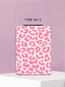 Miroir de vanité portable de la série Nœud de cerise, pliable, ultra-fin, pratique, étui en PU, plaqué métal inoxydable, convient pour toutes les occasions et personnes, miroir de poche carré pliable
