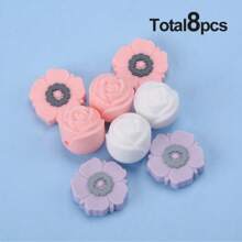 8/30/71pcs Exquisite 3D Floral Silicone Focal Beads Set - With Roses, Poppies, Round & Hexagonal, 1.0 - 2.0mm Delicate Size, Ideal For DIY Jewelry, Creative Necklaces, Bracelets, Pen & Keychain, Versatile Choice For Jewelry DIY