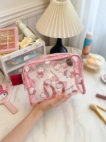 Sanrio 1pc.Sanrio Cartoon Clear Cosmetic Bag Large Capacity Kulomi Cute Portable Travel Storage Bag