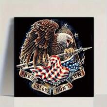 Adult 5D Diamond Painting Kit - Patriotic Eagle Design, Full Round Diamond Art Craft, DIY Mosaic Wall Decor For Home, Kitchen, Staircase - Frameless Canvas