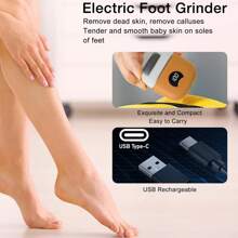 1 szt. Elektryczny pilnik do usuwania odcisków, szlifierka do pielęgnacji stóp z 3 głowicami i 2 prędkościami, IPX6 wodoodporny przenośny akumulatorowy elektryczny pilnik do usuwania odcisków, narzędzie do pielęgnacji stóp pilnik do szorowania stóp dla mężczyzn i kobiet
