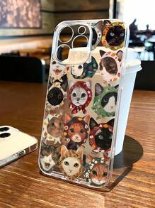 1 pièce Étui de téléphone transparent en TPU antichoc avec motif chat, compatible avec Apple 16, 15, 14, 13, 12, 11 Pro Max et séries, version internationale, pas la version domestique - Multicolore - Voir 2