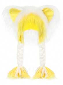 毛皮服装猫耳朵头饰毛绒毛皮帽子适合万圣节角色扮演服装派对头饰