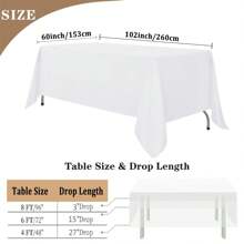 6 Pack Rectangle Tablecloth 60X102 Inch White Table Cloth Stain And Wrinkle Resistant Washable Polyester Fabric Table Cover For Party, Wedding And Banquet Decoration