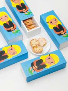 4件/8件可爱女孩带窗饼干盒，蛋糕盒，马卡龙盒，面包盒，巧克力盒，草莓盒，迷你蛋糕盒，甜点盒 - 紙本 - 查看 10