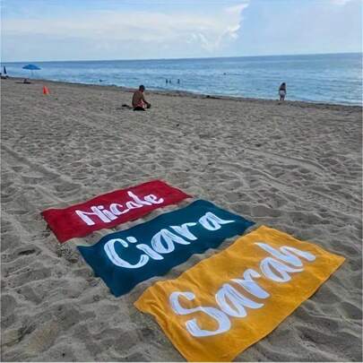 1 Piece Of Name Customized Beach Towel, Personalized Beach Blanket, Super Absorbent Quick-Drying Swimming Towel, Suitable For Beach Swimming, Outdoor Camping Travel, Ideal Beach Essentials - Sanrio Hello Kitty