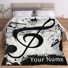 بطانية شخصية ذات نمط علامة موسيقية وشعار نصي مخصص، فائقة اللين والراحة، مناسبة لغرفة النوم والمعيشة والأريكة والمكتب، هدية مميزة للسفر والتخييم