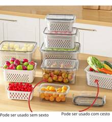 Airtight Refrigerator Storage Jars With Drain And Lid - 4 Piece Set - Kit con 3 macetas - Ver 2
