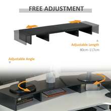 Vinsetto Dual Monitor Stand Riser With Adjustable Length And Angle, Screen Riser For Laptop, Computer, PC, Printer, TV, Black - Black - View 5