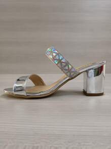 Sandalia de tacon para mujer, zapatilla elegante y casual para lo evento formales e informales los puedes utilizar en la oficina, en comidas, Bodas, Bautizos, XV y mas, no te quedes sin los tuyos - Plateado - Ver 3