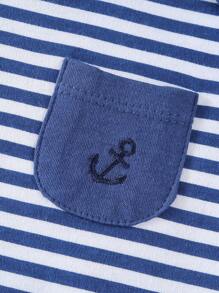 5件装婴儿航海卡通锚印花连体衣 - 藍色 - 查看 3