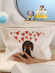 1pc Animal Park Design, Adorable Puppy & Bow Pattern Printed Travel Toiletry Bag, Multi-Functional For Beach, Swimming Pool, Swimwear, Travel Storage Bag, Makeup Bag, Cosmetics Bag, Holiday Organizer, Large Capacity Washbag, For Lipsticks, Brushes, Skincare, Phones, Coins, Small Items, Home, Gift, Holiday & Festival Use, Suitable For Teens, School Makeup Bag, Back To School, Cosmetics & Toiletries Storage, School Supplies, Storage Bag, Room Decor - Multicolor - View 13