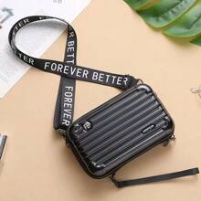 Travel Multi-Function Luggage,Women's PVC Hard Shell Portable Toiletry And Makeup Bag, Alphabet Strap Storage Crossbody Bag
