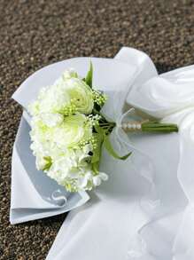 1pc Oversized Bridal Hand Bouquet With Faux Peony Flowers, Wedding Ceremony Decor, Photography Prop