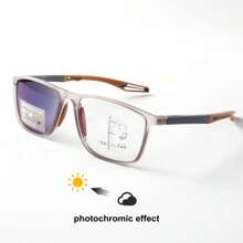 Photochromic, Progressive Multifocal Reading Glasses, Anti-Blue Light, Clear Distance Vision For Presbyopia, TR90 Frame, Sporty Style, Unisex - White - View 17