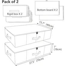 Iwill CREATE PRO Pack Of 2 Collapsible Rigid Storage Baskets For Underbed Organizer Good For Clothing Shoes Bedding In Wardrobe College Dormroom Apartment Cabinet Use Beige