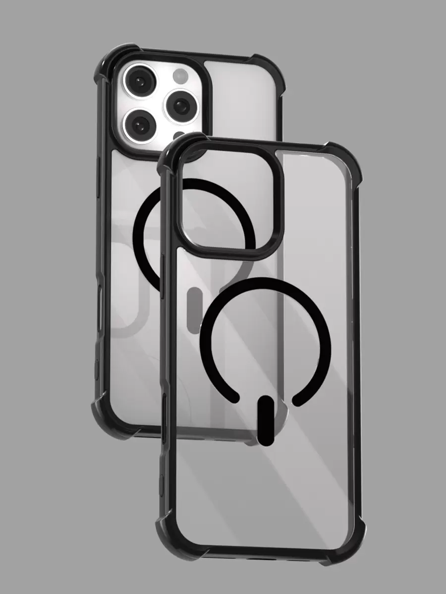 1 件亚克力加厚简约优质磁性手机壳适用于 iPhone11、11Pro、11ProMax、12、12Pro、12ProMax、13、13Pro、13ProMax、14、14Pro、14PLUS、14ProMax、15、15Pro、15PLUS、16、16Pro、16ProMax、16PLUS 防水防震防摔防刮 - 黑色 - 查看 1