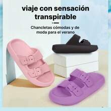 Sandalias de Almohada para Mujer – Suela Gruesa, Hebillas Ajustables, Diseño Moderno y Cómodo - Verde - Ver 2