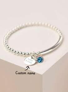 Nuevo brazalete con campana en 2 estilos, con nombre personalizado y piedra natal, regalo para mamá, Navidad con campana de letra personalizada