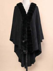 1pc Women's Multi-Color Long Faux Fur Collar Segmented Short Plush Scarf, Warm, Windproof, Fashionable Poncho Shawl, Suitable For Air-Conditioned Spaces, Outings, Travels, Gatherings, Parties, Holidays