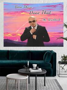 Tapisserie inspirée de la musique Mr 305 Pitbull Worldwide, décoration murale pour la maison, chambre à coucher, salon, chambre d'étudiant, décoration urbaine pour les fans de hip-hop et de légendes de la musique