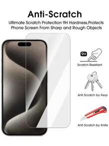 4 en 1 Compatible con 11/12/13/14/15/16 Plus/Pro/Pro Max Protector de pantalla de vidrio templado + Protector de lente de cámara - Cobertura completa, anti-arañazos, accesorio para teléfono