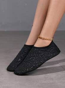 女士黑色水上运动鞋，休闲徒步游泳防滑水鞋，适合海滩度假旅行、瑜伽居家、户外钓鱼