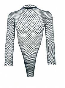 Men's Sexy Fishnet Hollow Lace See-Through Tempting Nightclub Bodysuit