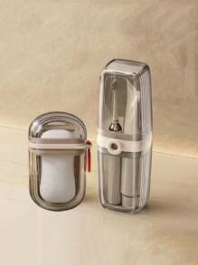 Doppelschicht-Design Reise-Seifenbox mit Deckel und 3-in-1 Mundspülbecher, wasserdichte Seifenbox, tragbarer 3-in-1 Mundspülbecher zum Zähneputzen, multifunktionaler Reise-Organizer, Mini-Luxus-Reise-Seifenbox für Zuhause, doppelschichtig versiegelt mit ablaufbarer Seifenbox, Rückkehr zur Schule