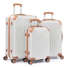 3 Piece Travel Suitcase With Corner Protectors, 20/24/28 Inch, Durable Hard Shell, 360 Degree Spinner Wheels, Multifunctional, Large Capacity, Lightweight, Fashionable Multicolor - 3 In 1 Beige Vs Brown - View 3