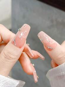 1张5D美甲贴纸，粉色蝴蝶结美甲装饰自粘贴纸，美甲用品 - 彩色 - 查看 5