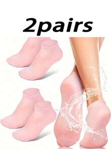 2 pares de calcetines de gel de silicona hidratantes y antifisuras para el cuidado de los pies, removedor y protector de piel muerta y agrietada