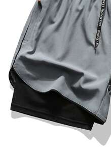 2pcs Men's Quick Dry Breathable Mesh Lined Basketball Gym Fitness Shorts, Summer Sports