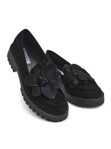 Royalfashionsuede Women's Moccasins With A Floverse Flower - Black - View 9