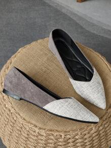 WHDXY 女士性感尖头平底绒面革一脚蹬鞋，软底休闲工作平底鞋，紫色，百搭新款复古豹纹平底鞋，适合搭配礼服 - 灰色 - 查看 3