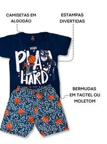 Kit 10 Pieces Children's Clothing For Boys Summer 5 Assorted Sets 5 T-Shirts + 5 Shorts/Bermudas